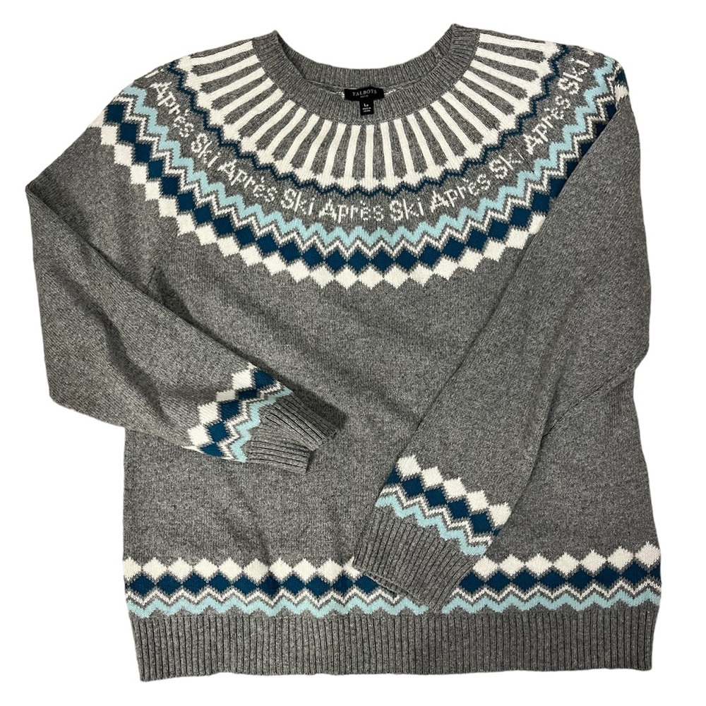 Après Ski Talbots women’s Petite large sweater in gray